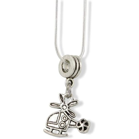 Helicopter Charm Snake Chain Necklace Jewelry - Picture 1 of 4